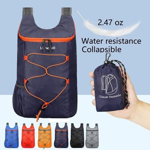 levayhill 16L Hiking Daypack, Water Resistant Lightweight Packable Backpack for Travel, Camping Outdoor Backpack Portable Folding Carry-on Bag,Blue in Kuwait