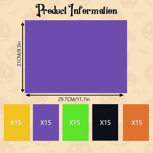 75 Pieces Halloween Cardstock Thick Paper, Black Orange Dark Purple Yellow Green Cardstock Paper Card Stock for Halloween Card Making Arts Crafts Invitations Greeting Gift Tags in Saudi Arabia