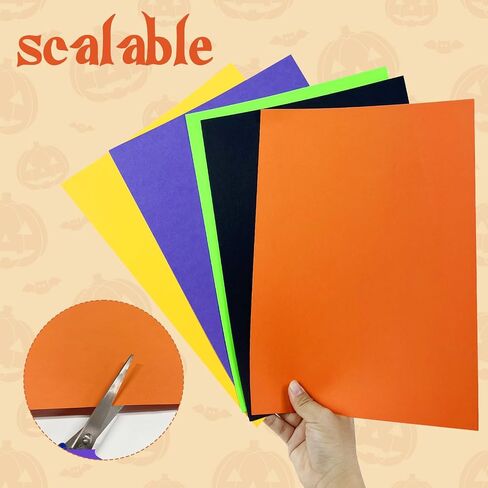 75 Pieces Halloween Cardstock Thick Paper, Black Orange Dark Purple Yellow Green Cardstock Paper Card Stock for Halloween Card Making Arts Crafts Invitations Greeting Gift Tags in Saudi Arabia