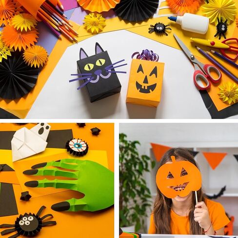 75 Pieces Halloween Cardstock Thick Paper, Black Orange Dark Purple Yellow Green Cardstock Paper Card Stock for Halloween Card Making Arts Crafts Invitations Greeting Gift Tags in Saudi Arabia
