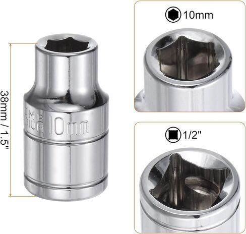 HARFINGTON 3pcs 6-Point Socket 1/2" Drive 21mm Metric 1.5" Length 45# Steel Shallow Sockets Mirror Polishing Chrome Sockets for Car Repair Mechanical Maintenance Home Use in Saudi Arabia
