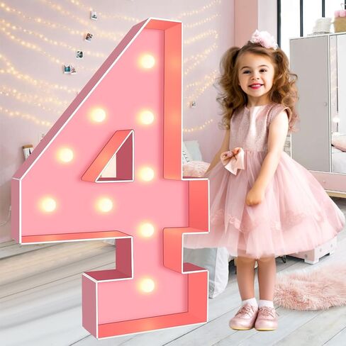 Ledido 3FT Marquee Light Up Letters Pink Mosaic Letters Light Up Numbers for Wedding, Large Lighted Marquee Numbers Large Marquee Letters for Baby Shower Party Birthday, Pink Marquee Number 4 in Saudi Arabia