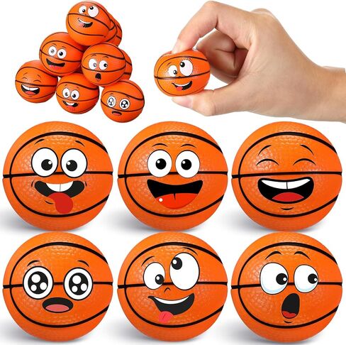 Arrowbash 12 Pcs Mini Face Stress Balls Sport Funny Face Squeeze Foam Balls for Stress and Anxiety Relief for Party Favors Birthday Gift Decoration (Ice Cream Baseball, 1.57") in Saudi Arabia