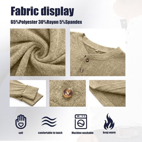 Riyiper 3 Pack Men's Long Sleeve Henley Shirts with Pocket Slim Fit Round Neck Casual Tops with Button Basic Tee in Kuwait