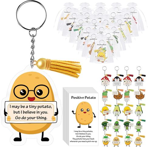 Positive Support Keychain Gift Set: Adorable Vegetable Animals Acrylic Keychains with Tassels Appreciation Gifts in Kuwait