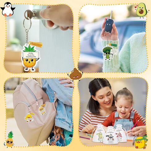 Positive Support Keychain Gift Set: Adorable Vegetable Animals Acrylic Keychains with Tassels Appreciation Gifts in Kuwait