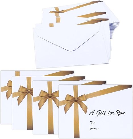 100 Mini Christmas Card Gift Envelopes Holiday Card Gift Holder Enclosure Gold Bow Design Size 2 11/16" X 3 11/16" for Place Cards, Gift Cards, Notes, Money and Flower Arrangement Cards Party Favor in Saudi Arabia