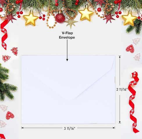 100 Mini Christmas Card Gift Envelopes Holiday Card Gift Holder Enclosure Gold Bow Design Size 2 11/16" X 3 11/16" for Place Cards, Gift Cards, Notes, Money and Flower Arrangement Cards Party Favor in Saudi Arabia