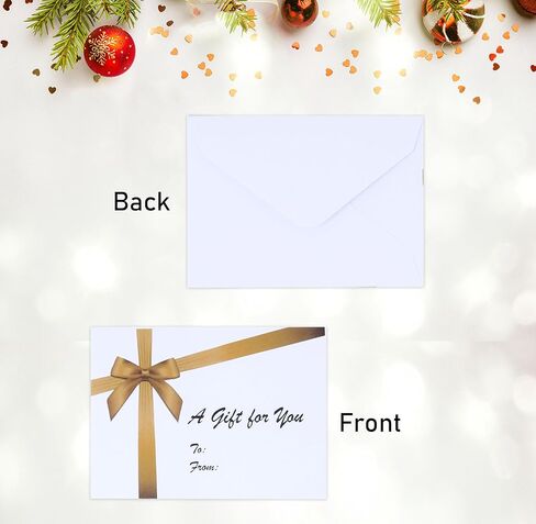 100 Mini Christmas Card Gift Envelopes Holiday Card Gift Holder Enclosure Gold Bow Design Size 2 11/16" X 3 11/16" for Place Cards, Gift Cards, Notes, Money and Flower Arrangement Cards Party Favor in Saudi Arabia
