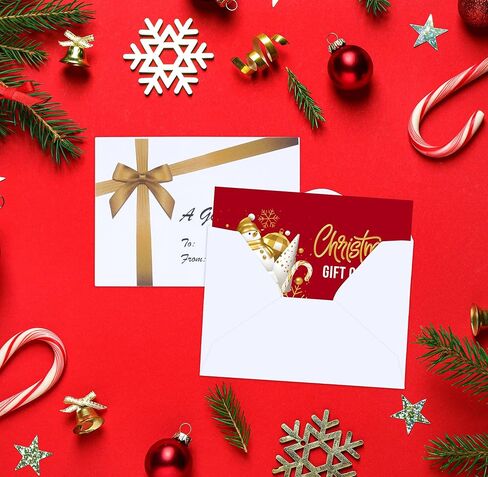 100 Mini Christmas Card Gift Envelopes Holiday Card Gift Holder Enclosure Gold Bow Design Size 2 11/16" X 3 11/16" for Place Cards, Gift Cards, Notes, Money and Flower Arrangement Cards Party Favor in Saudi Arabia