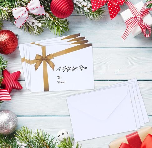 100 Mini Christmas Card Gift Envelopes Holiday Card Gift Holder Enclosure Gold Bow Design Size 2 11/16" X 3 11/16" for Place Cards, Gift Cards, Notes, Money and Flower Arrangement Cards Party Favor in Saudi Arabia