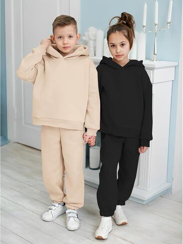 BOUTIKOME أطفال بنات بنين هوديي وتتسابق البلوز Sweatpants الأطفال عداء ببطء مجموعة طويلة الأكمام الصلبة قميص ملابس الخريف عادية in Saudi Arabia