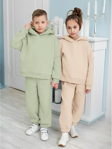 BOUTIKOME أطفال بنات بنين هوديي وتتسابق البلوز Sweatpants الأطفال عداء ببطء مجموعة طويلة الأكمام الصلبة قميص ملابس الخريف عادية in Saudi Arabia