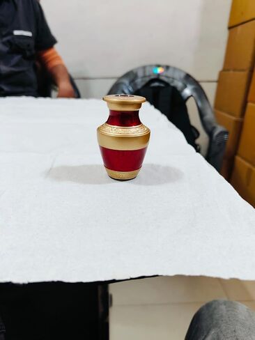Stone Finish Cremation Urns for Human Ashes, Decorative Urns, Small Keepsake Urns, Handcrafted Small Funeral Urns, Red in Saudi Arabia