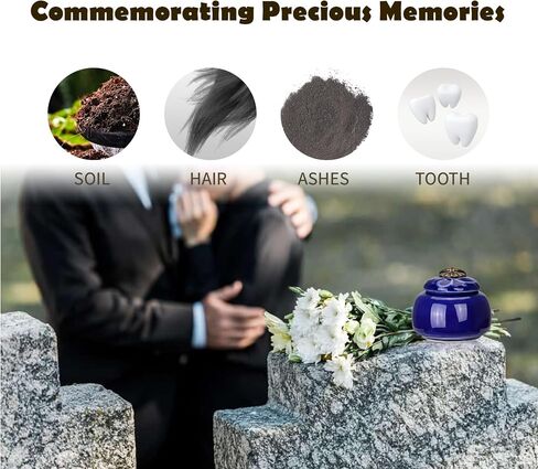 Small Urns for Human Ashes Keepsake - Mini Ceramic Urns with 3D Floral Design & Vintage Copper Ring - 2.13" x 1.97", 20ml Decorative Keepsakes for Pets and Loved Ones - RoyalBlue in Saudi Arabia