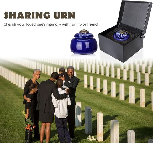 Small Urns for Human Ashes Keepsake - Mini Ceramic Urns with 3D Floral Design & Vintage Copper Ring - 2.13" x 1.97", 20ml Decorative Keepsakes for Pets and Loved Ones - RoyalBlue in Saudi Arabia