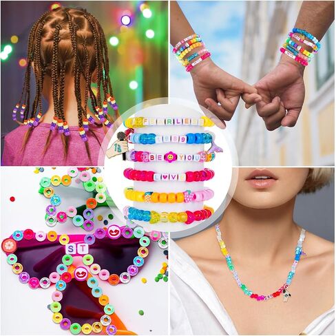 1578Pcs 4th of July Red White Blue Beads Bracelet Making Kit with Clay Seed Plastic Pony Pearl Beads, Patriotic USA Flag Star Beads, Metal Charms Earrings for Jewelry Making in Saudi Arabia