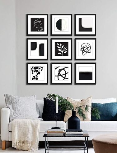 ArtbyHannah Gallery Wall Frame Set of 9 8x8 Square Picture Frame, Black Picture Frames Used as 8x8 Picture Frames Without Mat for Gallery Wall Mounting in Saudi Arabia
