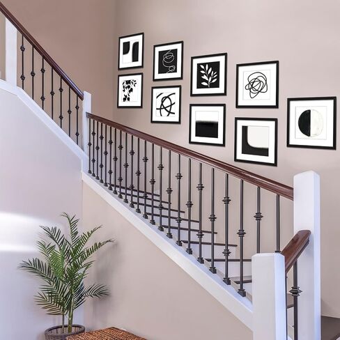 ArtbyHannah Gallery Wall Frame Set of 9 8x8 Square Picture Frame, Black Picture Frames Used as 8x8 Picture Frames Without Mat for Gallery Wall Mounting in Saudi Arabia