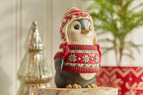 تمثال صغير من Enesco Jim Shore Heartwood Creek Nordic Noel Penguin in Sweater - تمثال صغير مصنوع يدويًا من الراتنج الحجري مصنوع يدويًا لديكور المنزل في عيد الميلاد، 4.02 بوصة in Saudi Arabia