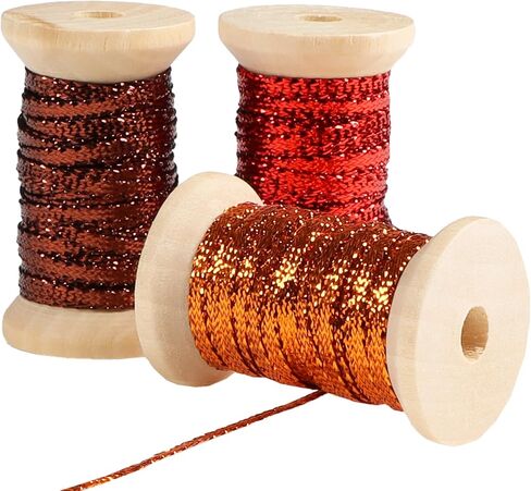 Gold Thin Ribbon 1/8 inch Metallic Braided Double Faced Curling Balloon String Ribbons for Crafts Gift Wrapping Hair Party Wedding Christmas Ornaments Tag Decoration 7 Yard x 3 Rolls in Saudi Arabia