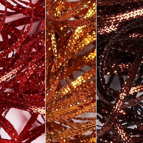 Gold Thin Ribbon 1/8 inch Metallic Braided Double Faced Curling Balloon String Ribbons for Crafts Gift Wrapping Hair Party Wedding Christmas Ornaments Tag Decoration 7 Yard x 3 Rolls in Saudi Arabia