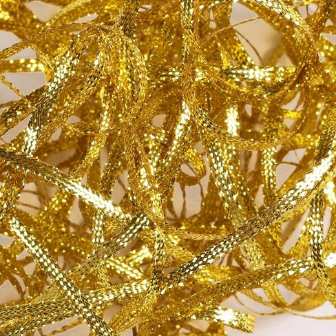 Gold Thin Ribbon 1/8 inch Metallic Braided Double Faced Curling Balloon String Ribbons for Crafts Gift Wrapping Hair Party Wedding Christmas Ornaments Tag Decoration 7 Yard x 3 Rolls in Saudi Arabia