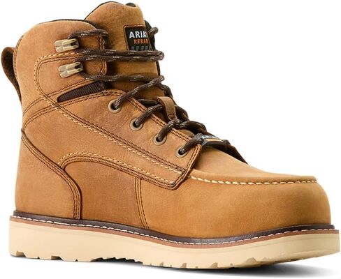 حذاء عمل Ariat نسائي من Rebar Wedge Moc مقاوم للماء ومقدمة مركبة صناعية، بني عتيق، 12 in Saudi Arabia