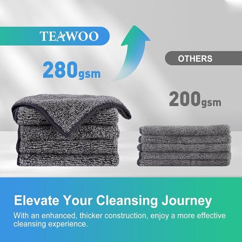 Premium Microfiber Cleaning Cloths 15 Pack, Microfiber Towels for Cars, Highly Absorbent, Reusable Cleaning Rags for Car, Household, Window, Kitchen, Grey/Pink/Green(12x12 inches) in Kuwait