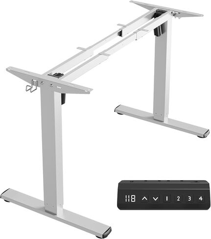 Standing Desk Frame, Electric Stand up Desk Frame Height Adjustable Table Legs Sit Stand Desk Frame, Dual Motor Ergonomic Standing Desk Base Workstation, Frame Only, White in Saudi Arabia