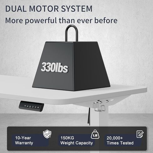 Standing Desk Frame, Electric Stand up Desk Frame Height Adjustable Table Legs Sit Stand Desk Frame, Dual Motor Ergonomic Standing Desk Base Workstation, Frame Only, White in Saudi Arabia
