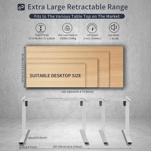Standing Desk Frame, Electric Stand up Desk Frame Height Adjustable Table Legs Sit Stand Desk Frame, Dual Motor Ergonomic Standing Desk Base Workstation, Frame Only, White in Saudi Arabia