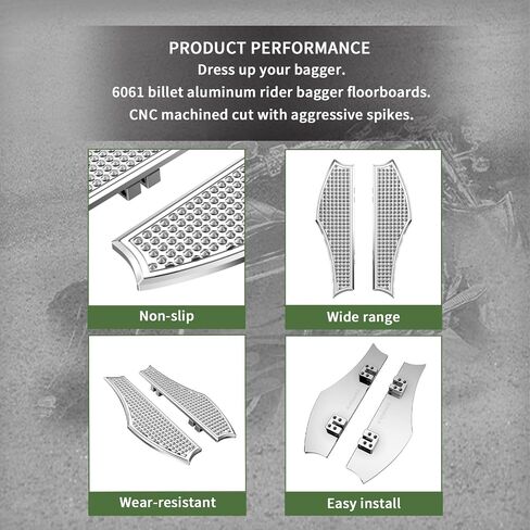 Harley Driver Footpegs Vengeance Front Ride Floor Board Floorboards Fit for Harley Touring Road Glide Street Glide Electra Glide(Chrome) in Saudi Arabia