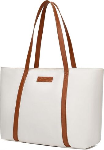 حقيبة كمبيوتر محمول للنساء خفيفة الوزن من BUG للعمل، حقيبة يد كاجوال للسفر والشاطئ والكلية والمدرسين باللون البيج in Kuwait