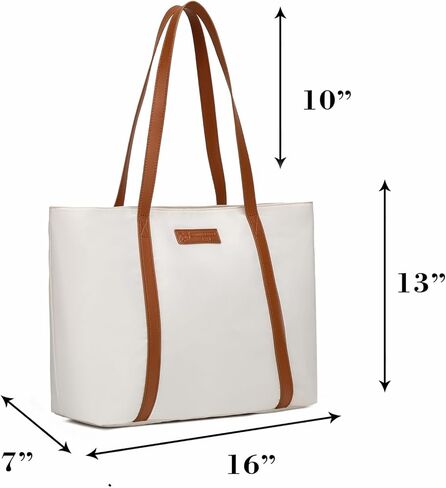 حقيبة كمبيوتر محمول للنساء خفيفة الوزن من BUG للعمل، حقيبة يد كاجوال للسفر والشاطئ والكلية والمدرسين باللون البيج in Kuwait