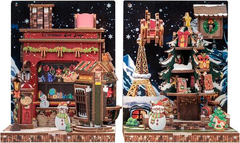 Cutefun Book Nook Kit, DIY Miniature House Dollhouse Kit for Adults and Teens, Christmas Cottage Bookends, 3D Puzzles for Adults Christmas Decorations Gifts for Family Friends in Saudi Arabia