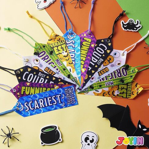 JOYIN 24 PCS Halloween Medal Trophies and Trophy Ribbons for Halloween Award Party Celebration and Spooky Contest Rewards, Halloween Party Favors for Kids, Carnival Game Prizes in Saudi Arabia