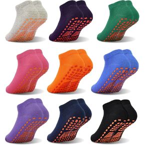 Tphon Kids Anti-Slip Trampoline Socks for Boys and Girls Ankle Sticky Socks Premium Comfort for 2-9 Years Kids 9/12 Pairs