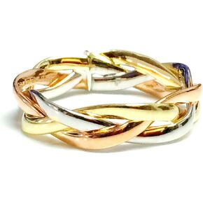 Jewelry Affairs 14K Tri-Color Gold Intertwined Braided Ring, 5mm