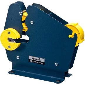 Excell ET-808K EZ-Cut Wide Neck Bag Sealer with Built-in Trimmer; For 3 Inch Core Diameter 5/8 Inch Wide Tape; Blue Color; Seals Large Size Bags