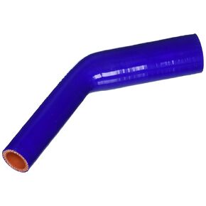 HPS HTSER45-100-150-BLUE Silicone High Temperature 4-ply Reinforced 45 degree Elbow Reducer Coupler Hose, 75 PSI Maximum Pressure, 4" Leg Length on each side, 1" > 1-1/2" ID, Blue