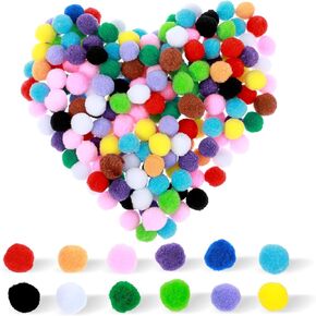 200 Pieces Pompoms for Crafts, 1 Inch Craft Pom Poms, Colored Cotton Balls Soft Fuzzy Pom Pom Puff Balls for DIY Arts, Crafts Projects, Home Decorations (Multi-Colored)