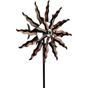 Metallic Brown Celestial Sun and Moon Kinetic Wind Spinner Stake