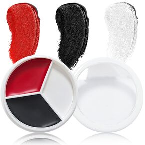 Black White Face Body Paint Set,2 Pcs Professional Halloween Face Painting Kit with Sponge,for Costume Zombie Clown Cosplay Party Festivals Face Paint SFX Halloween Makeup Kit