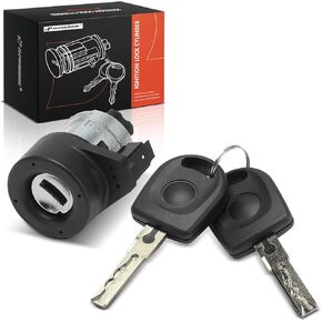 A-Premium Ignition Lock Cylinder with 2 keys Compatible with Volkswagen Vehicles - Jetta, Passat, Golf, Beetle, GTI, R32, 1.8L 1.9L 2.0L 2.5L 2.8L 3.2L 4.0L 4 Cyl 5 Cyl 6 Cyl 8 Cyl, 1998-2010