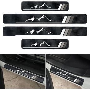 4Pcs Front/Rear Carbon Fiber Car Door Sill Protector Door Entry Guard Door Sill Protector fit for Car SUV Truck Universal