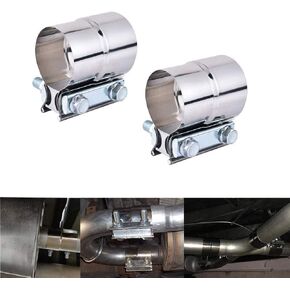 Universal 4 inch Lap Joint Exhaust Band Clamp Muffler Repair Parts for 4" ID to 4" OD Exhaust Pipe Connection 304 Stainless Steel (2 Pack 4'')