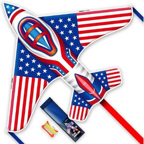 Kite Airplane Kite for Kids and Adults, Easy to Fly with Durable Fiberglass Frame, Outdoor Fun Sports Plane Kite with Handle and Line Good Flying (Fighter Plane-Blue) in Kuwait