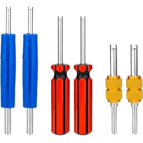 6pcs Valve Core Wrench Tool, Air Conditioning Line Repair Tools Single & Dual Head Tire Valve Stem Remover Tool A/C Valve Core Extractor for Car Bicycle RV Truck