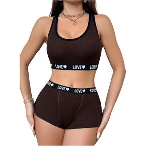 SOLY HUX Women's Lingerie Set Letter Print Bra and Panty Underwear Sets
